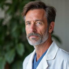 Image of a thoughtful integrative health practitioner.